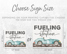 Load image into Gallery viewer, Fueling Station Sign Fast One Birthday with Blue Race Car