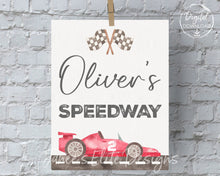 Load image into Gallery viewer, Personalized Speedway Sign Two Fast Birthday