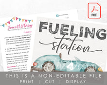 Load image into Gallery viewer, Printable Fueling Station Sign with Blue Car