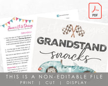 Load image into Gallery viewer, Printable Grandstand Snacks Sign Fast One Birthday