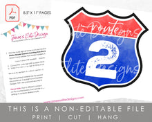 Load image into Gallery viewer, Route 2 Sign Printable