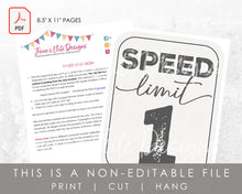 Load image into Gallery viewer, Printable Speed Limit 1 Sign