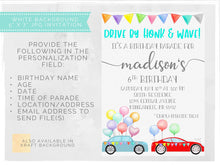Load image into Gallery viewer, Kids Drive By Birthday Parade Invitation