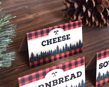 Load image into Gallery viewer, Lumberjack Birthday Food Tent Signs